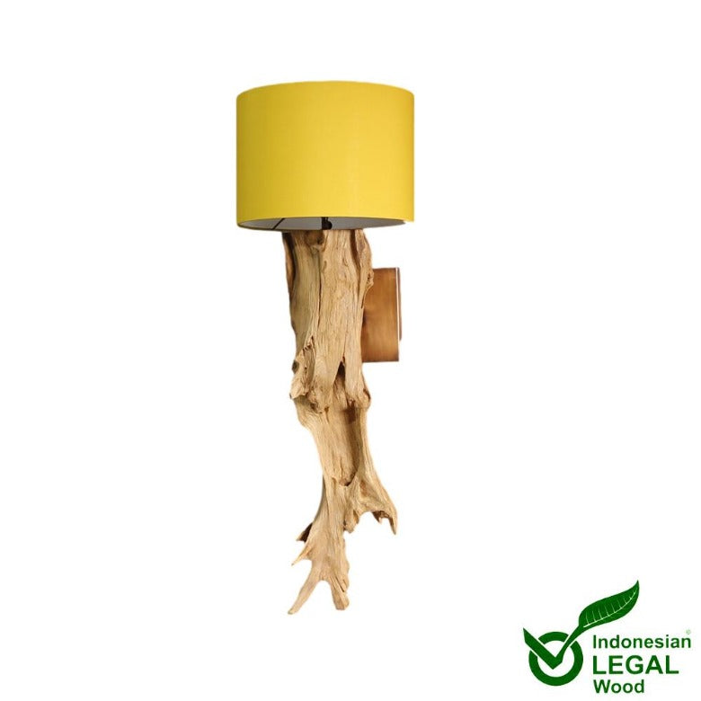 Wurzel Holz Wandlampe mit Lampenschirm
