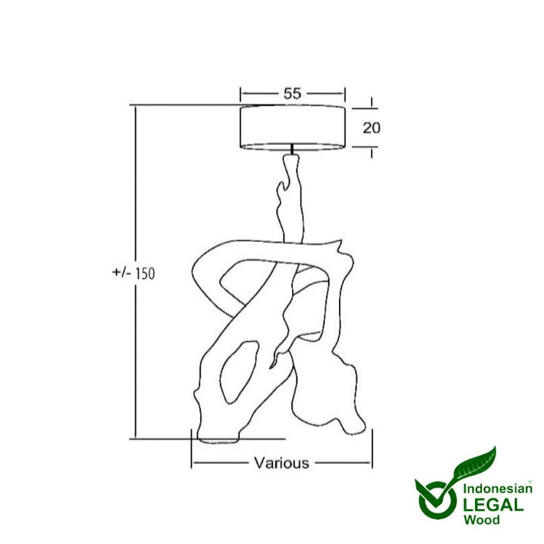 Zeichnung Wurzelholz Lampe