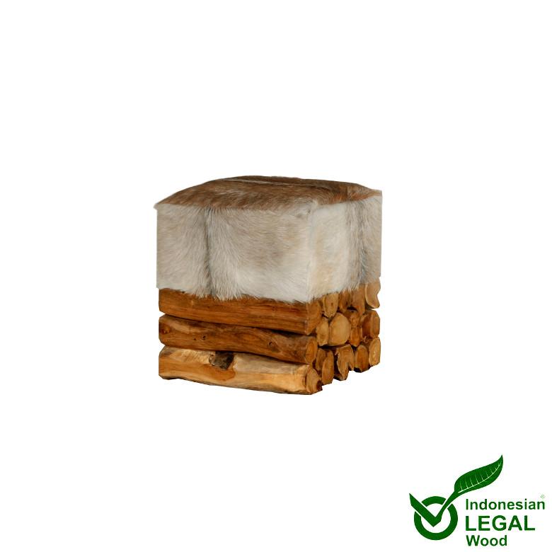 Holz Hocker mit Fell von Exotischerleben