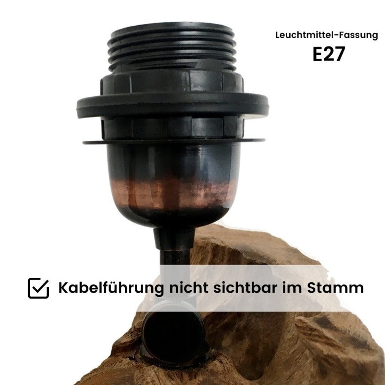 Stehlampe Teakholz BLUMA | Höhe 180 cm | inkl. Lampenschirm