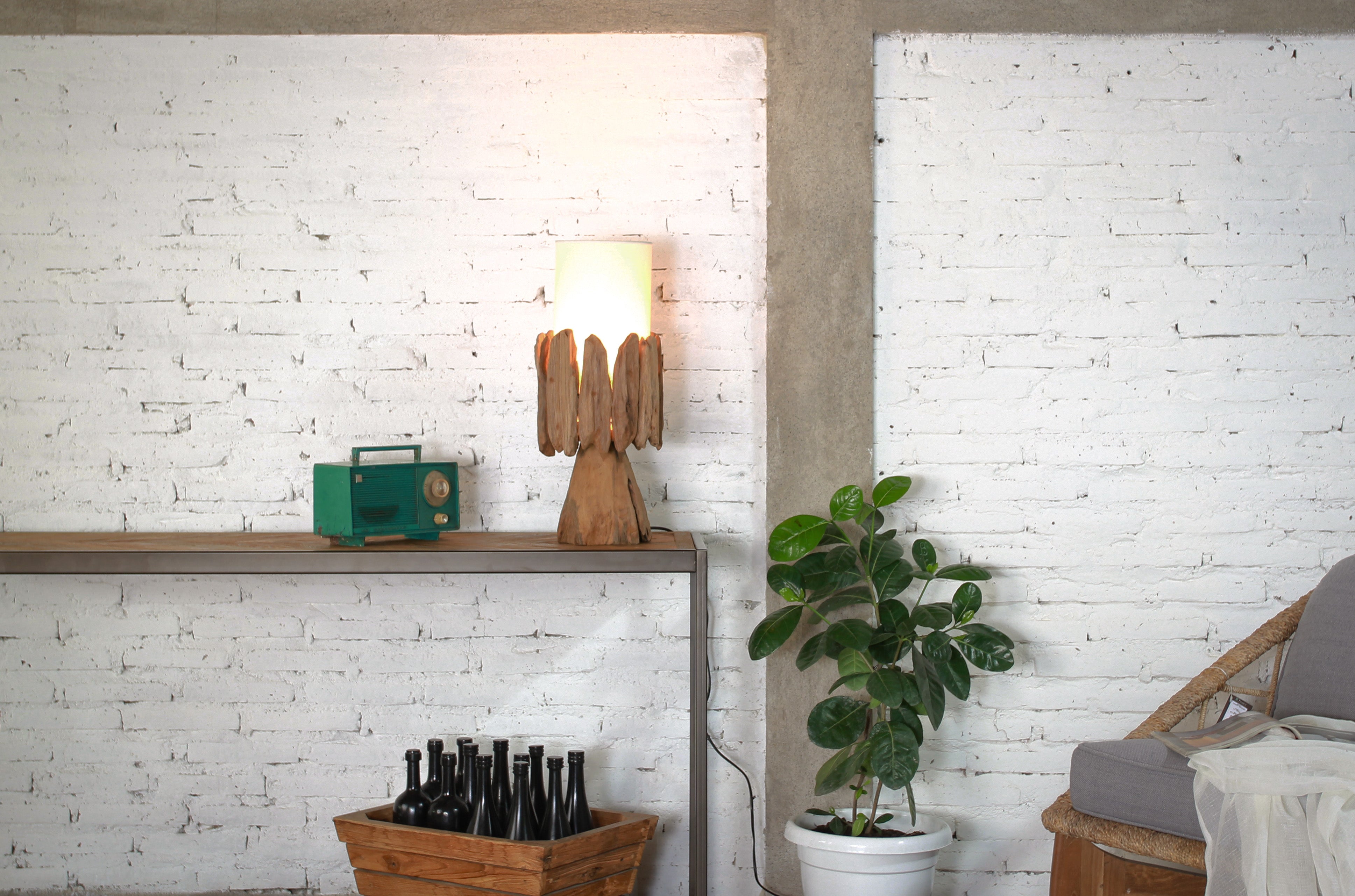 Tisch Wurzellampe Belmiro Höhe 55 cm | Lampenschirm Natur