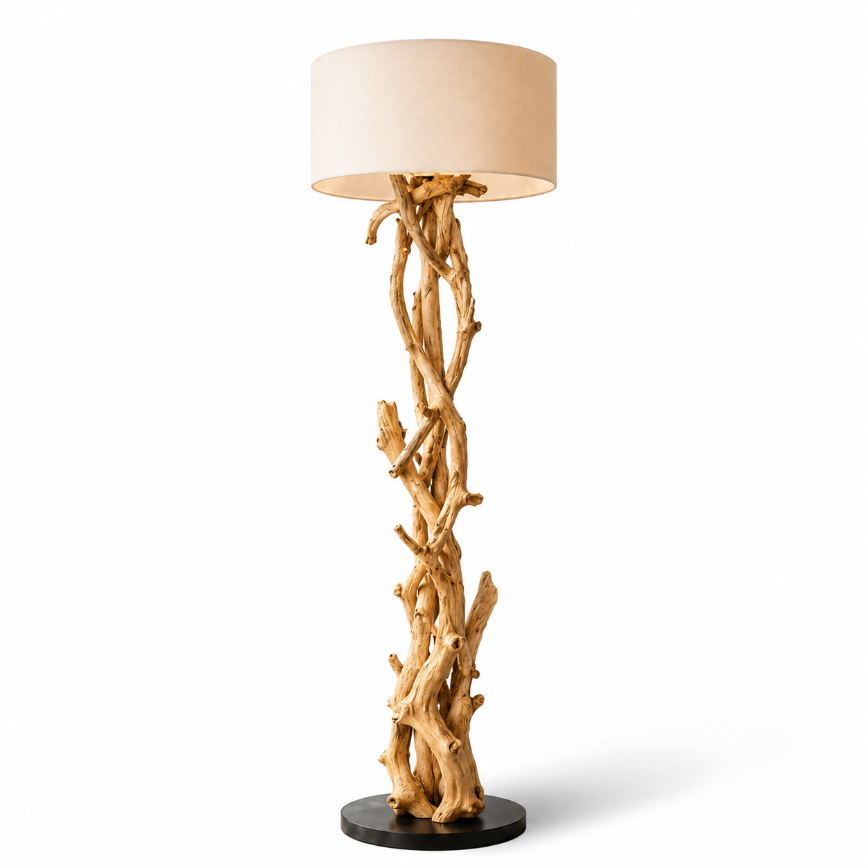 Stojací lampa z teakového dřeva BLUMA | Výška 180 cm | včetně stínidla