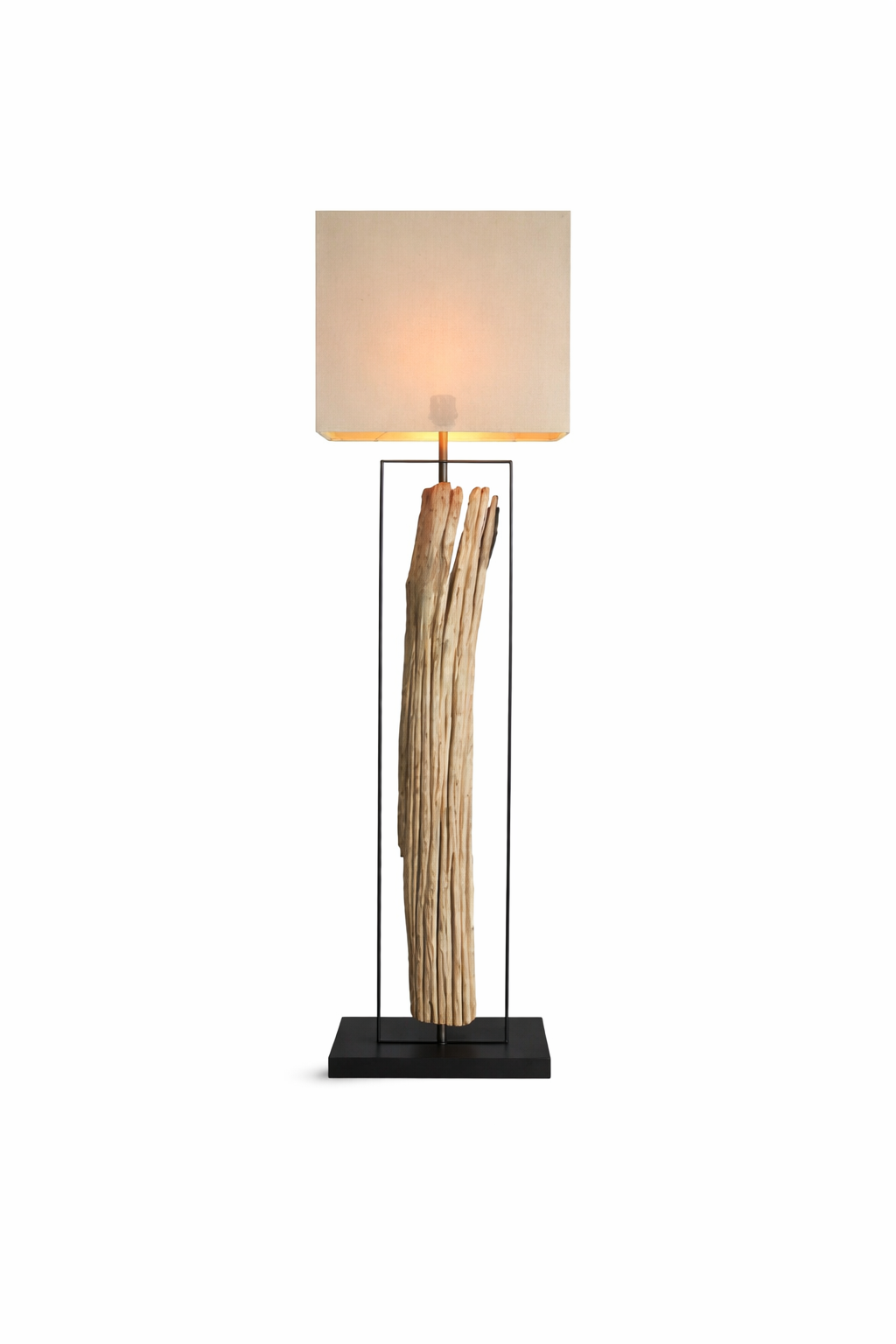 Design Stehlampe WANA 165cm Holzstamm inkl. Lampenschirm Natur