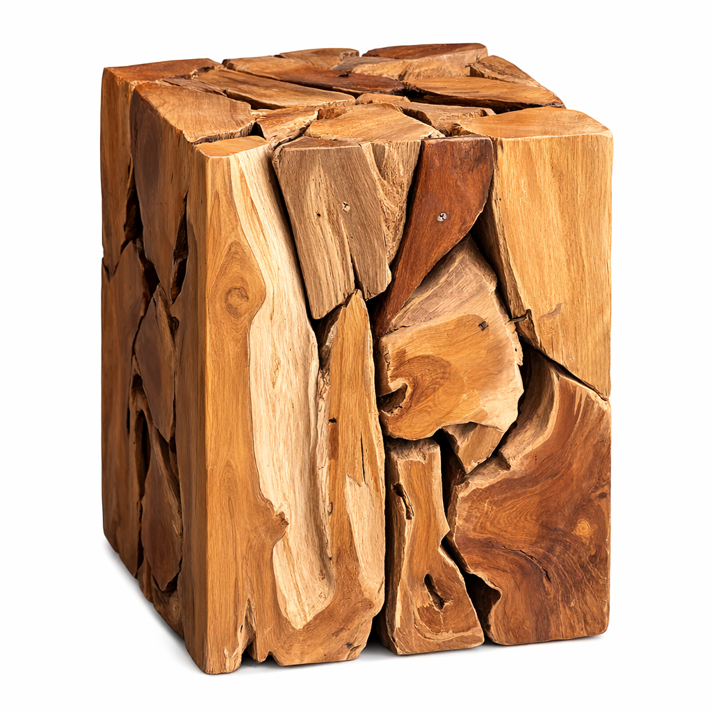 Design Wurzel Holzsäule NAGA Quadrat | Höhe 40 cm