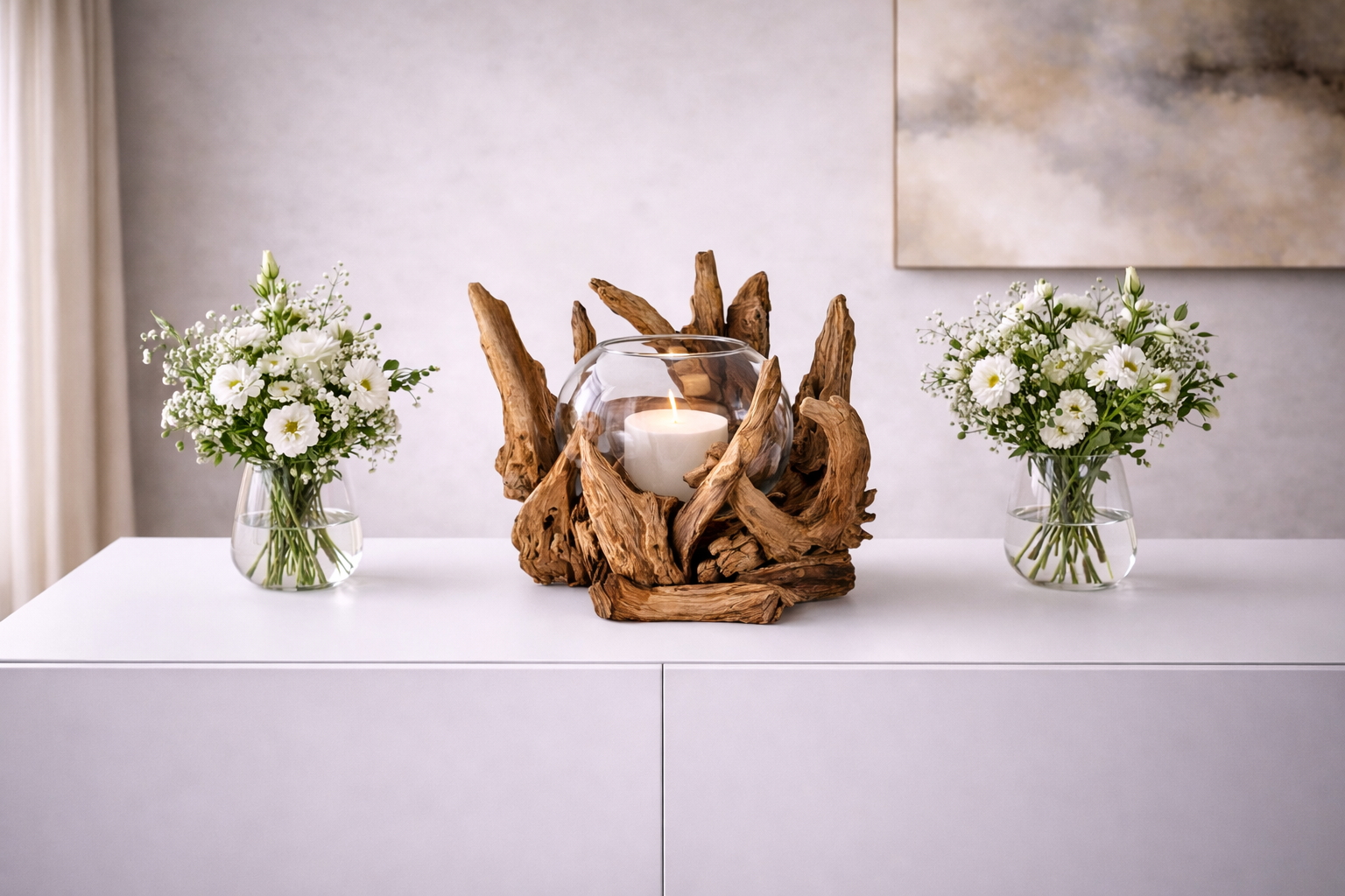 Wurzel Kerzenständer VONDRO mit Glas