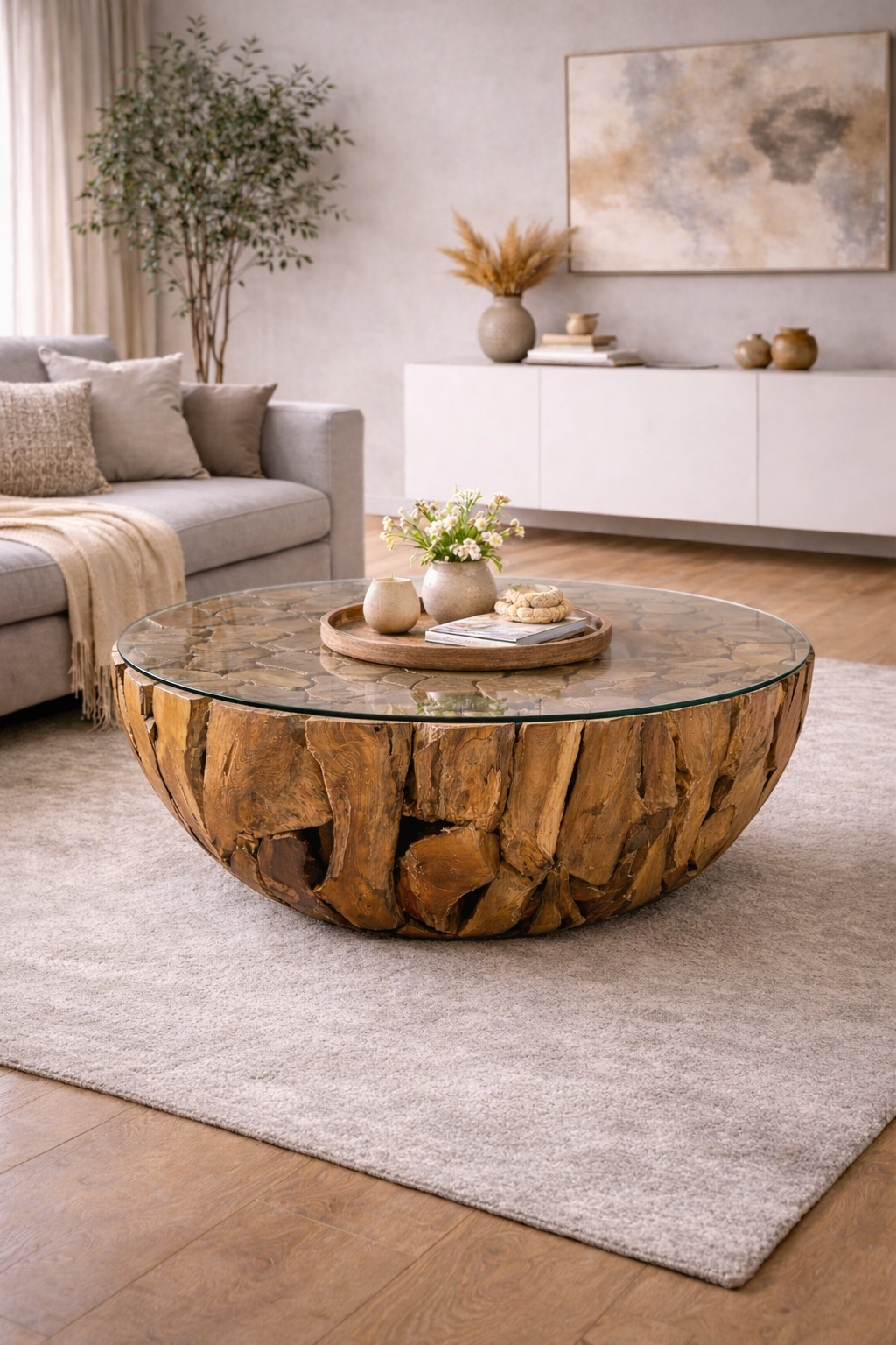 RANTING CURVE Couchtisch aus Wurzelholz Ø 80 cm