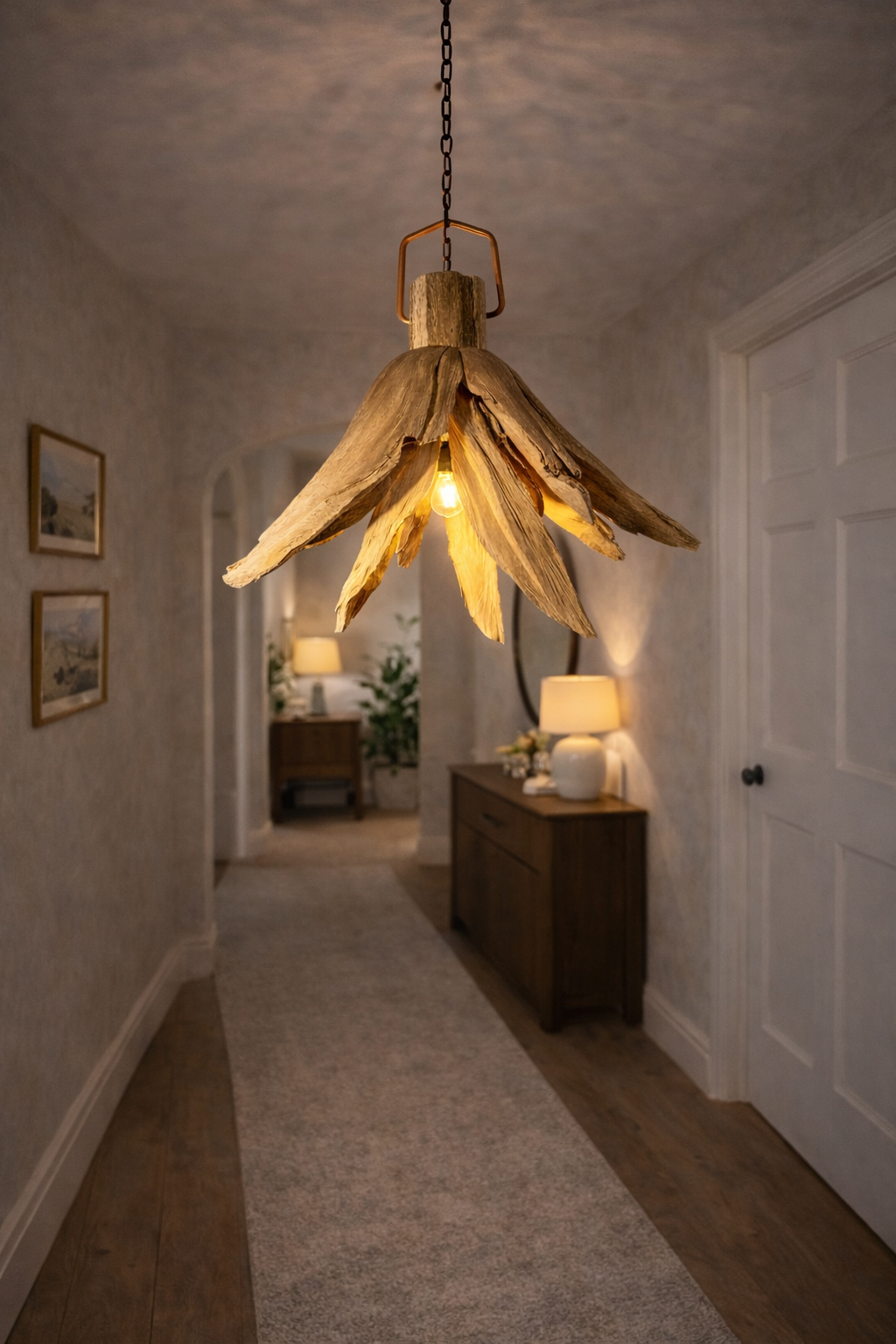 SHELTON  Holz Deckenlampe