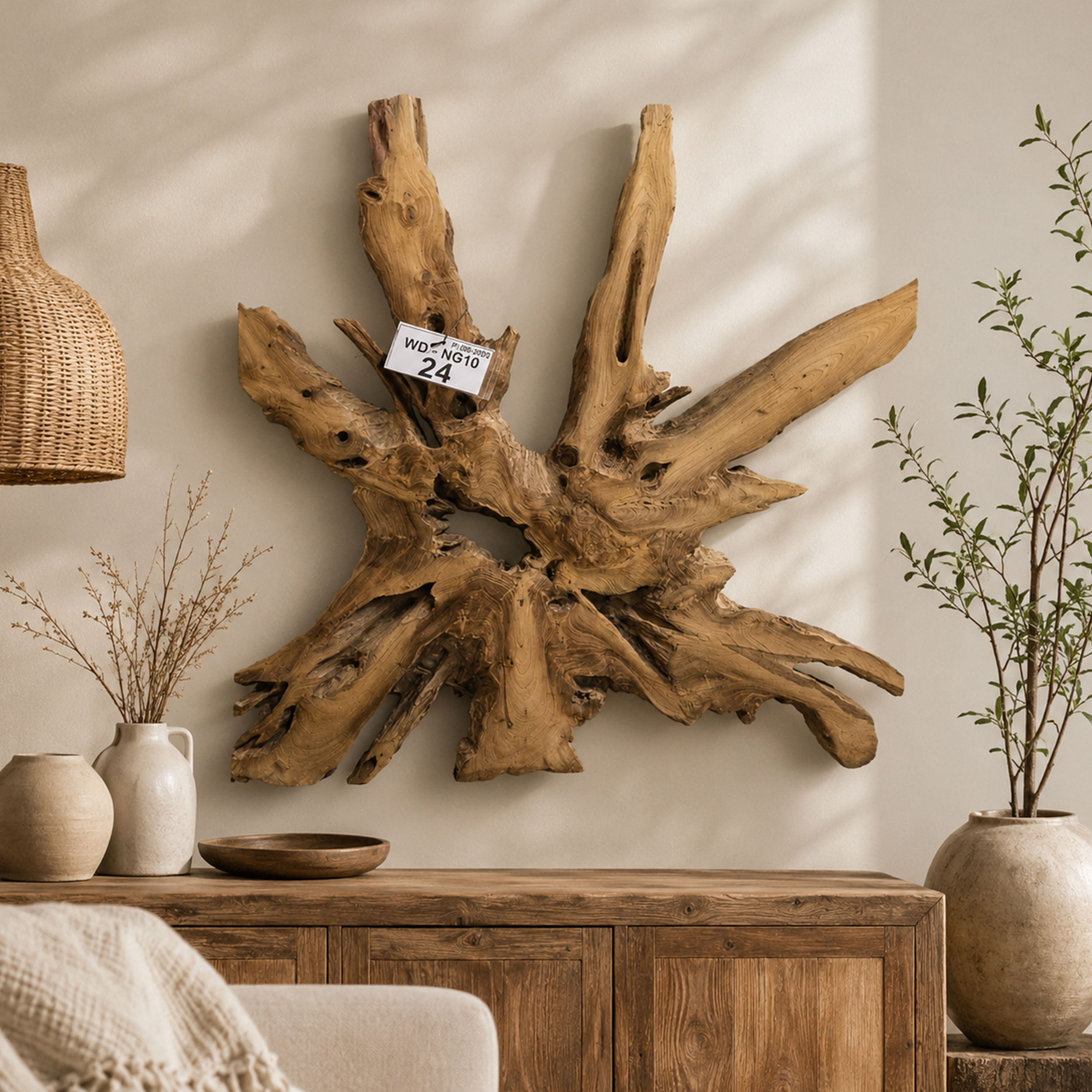 Wandbild NAGA 100cm x 100cm aus Teak Holz