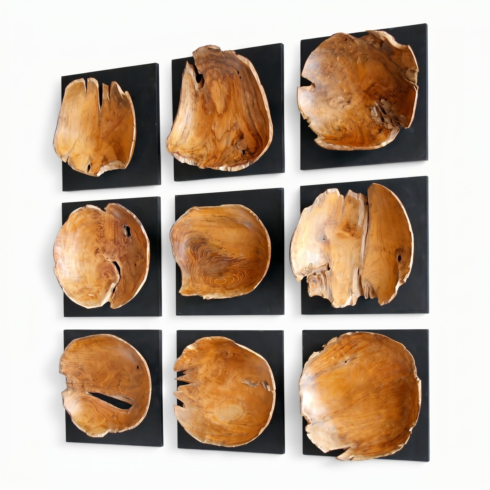 Teak Holz Wandbild FLORENT 35 cm x 35 cm
