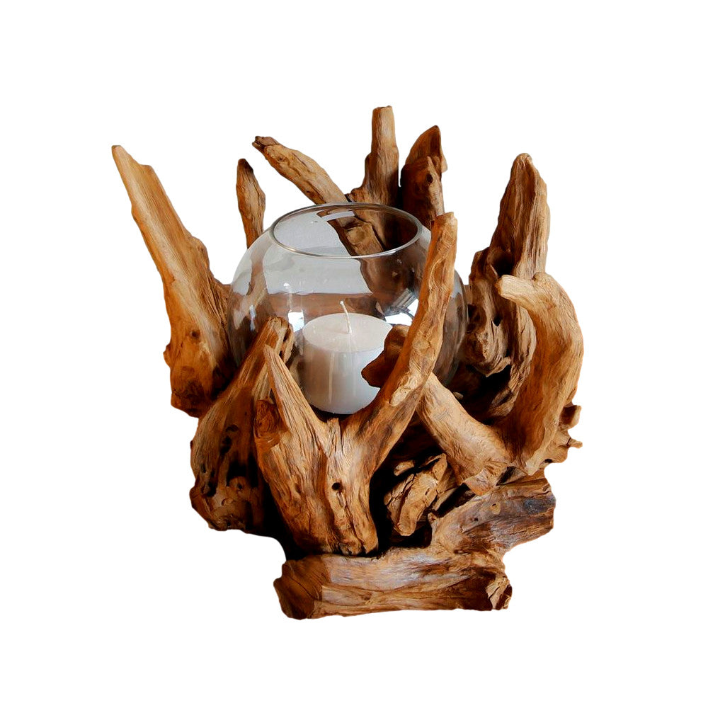Wurzel Kerzenständer VONDRO mit Glas