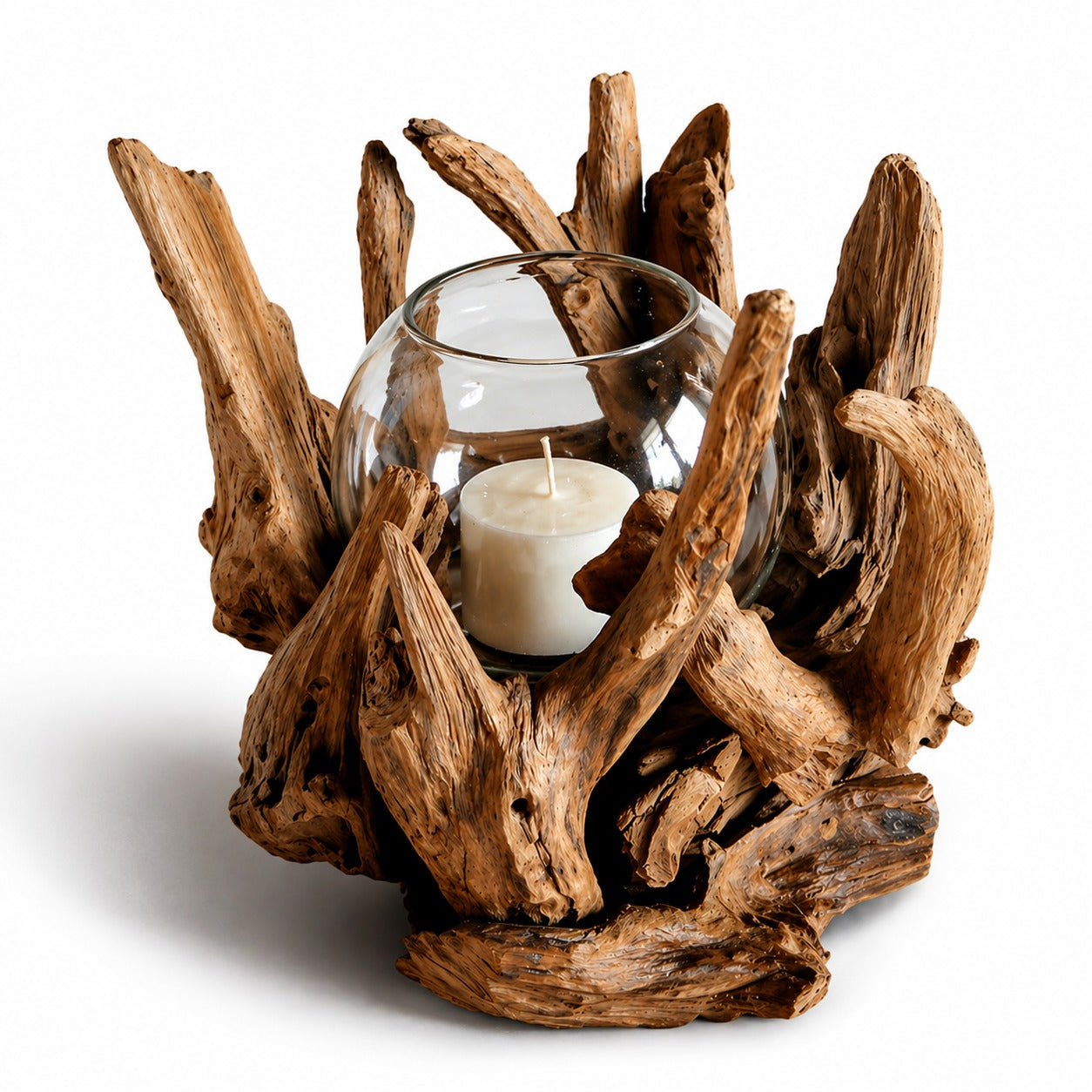 Wurzel Kerzenständer VONDRO mit Glas