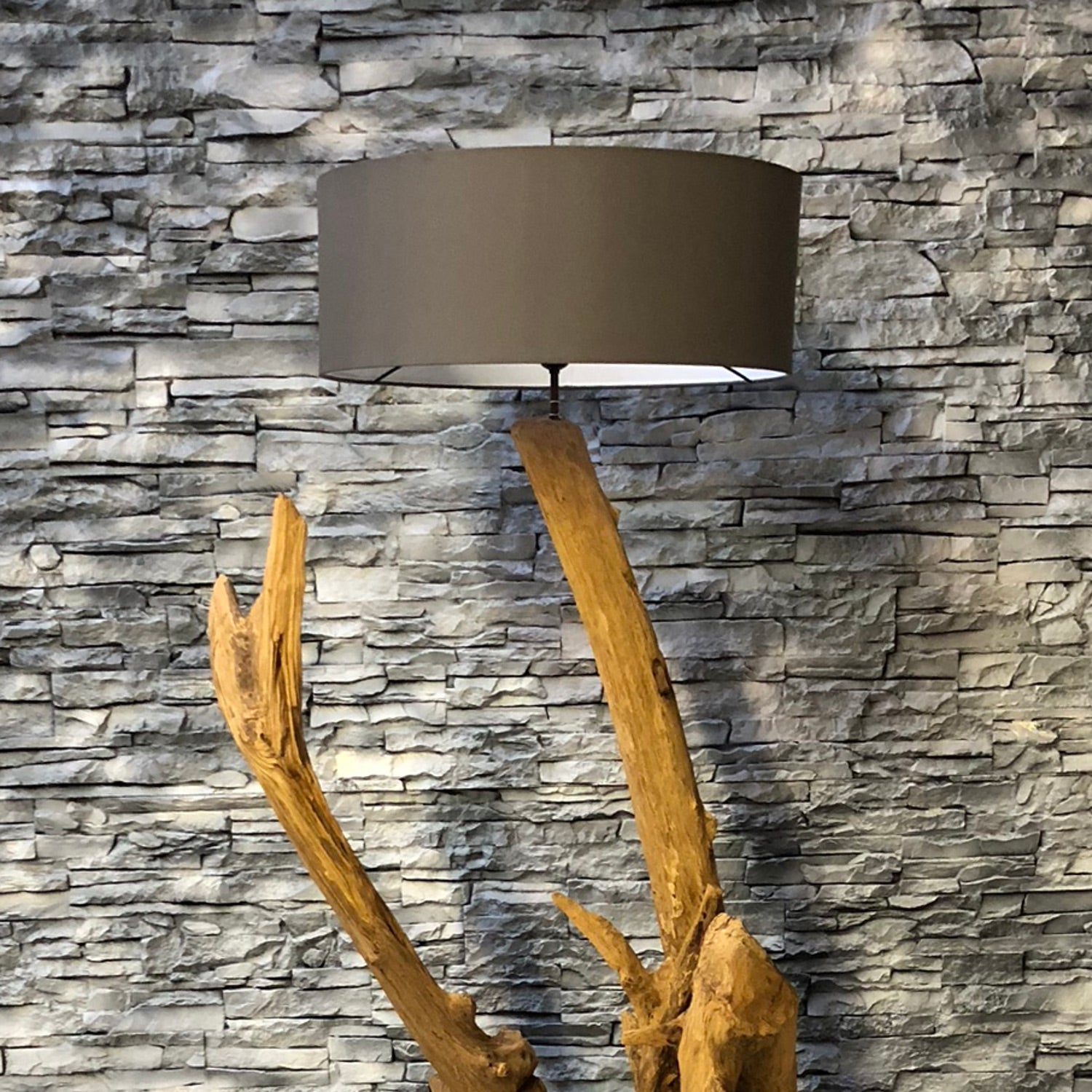 Standlampe Teak Wurzel RIAZ  | inkl. Lampenschirm