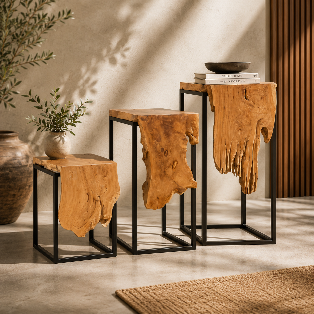 KOBE Design Teakholz Beistelltisch