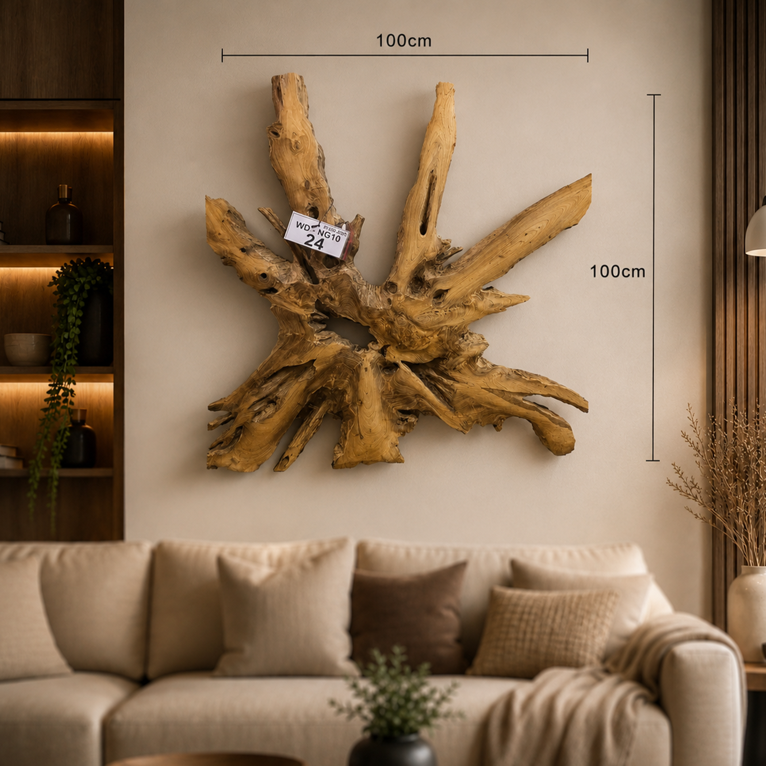 Wandbild NAGA 100cm x 100cm aus Teak Holz