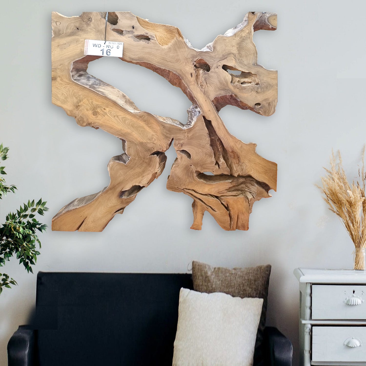 Wandbild NAGA 100cm x 100cm aus Teak Holz