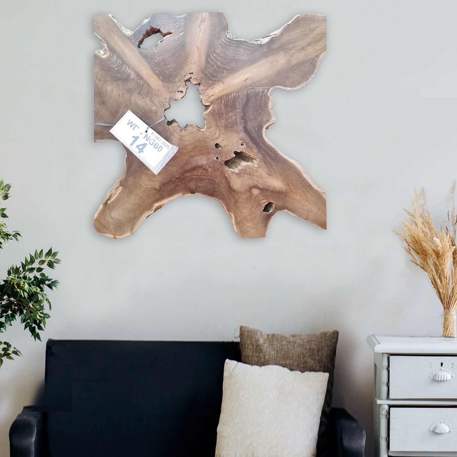 Wandbild NAGA 60cm x 60cm aus Teak Holz