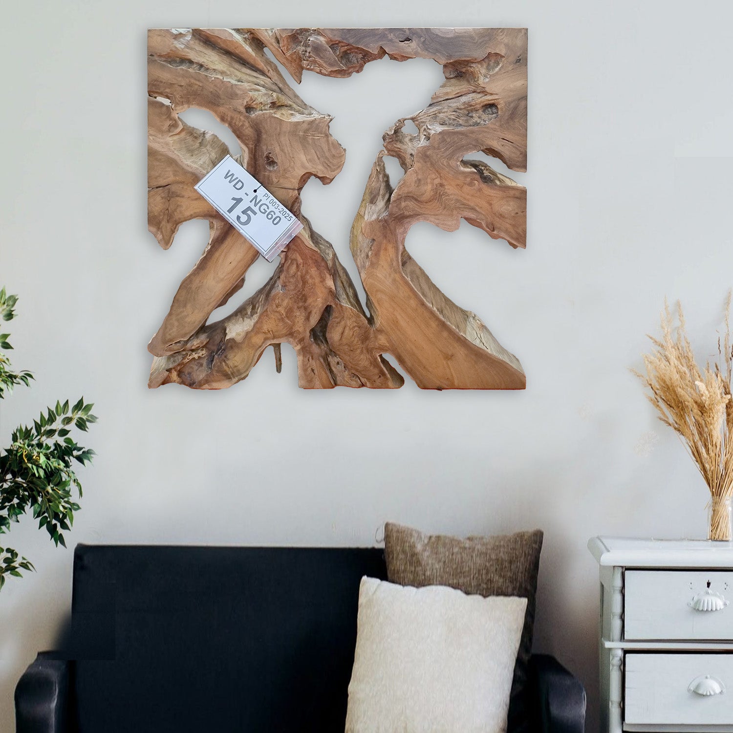 Wandbild NAGA 60cm x 60cm aus Teak Holz