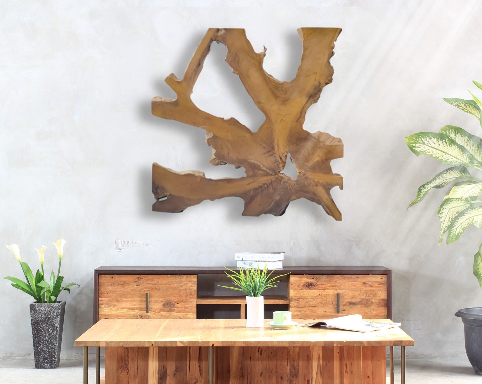 Wandbild NAGA 100cm x 100cm aus Teak Holz