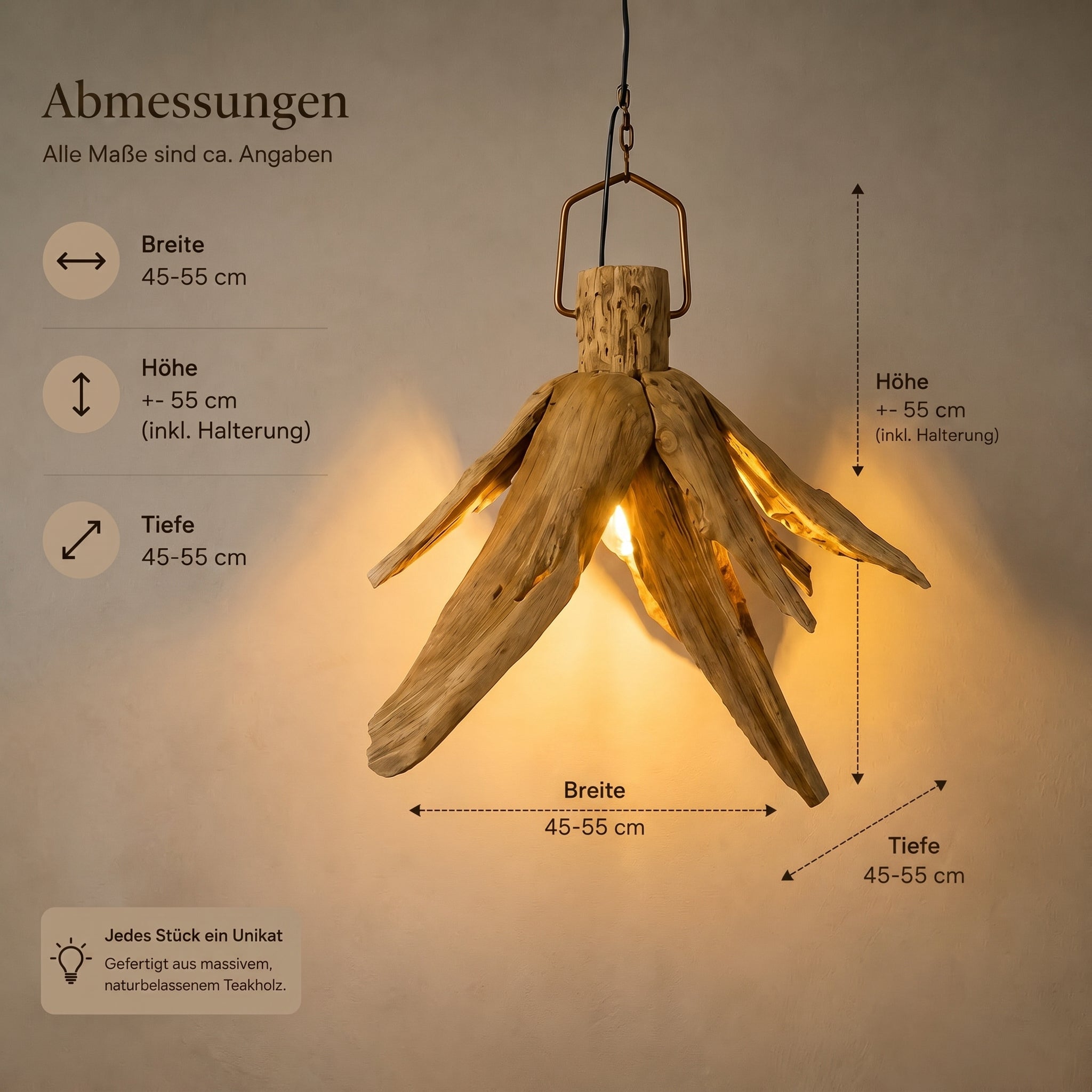 SHELTON  Holz Deckenlampe