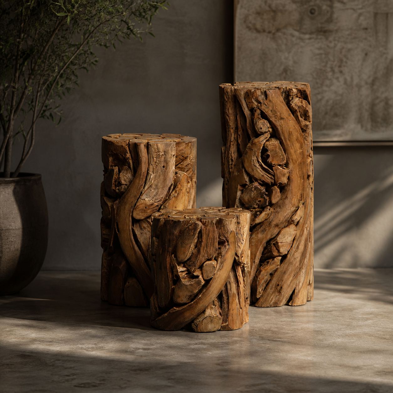 Teak Holz Säule XILON rund