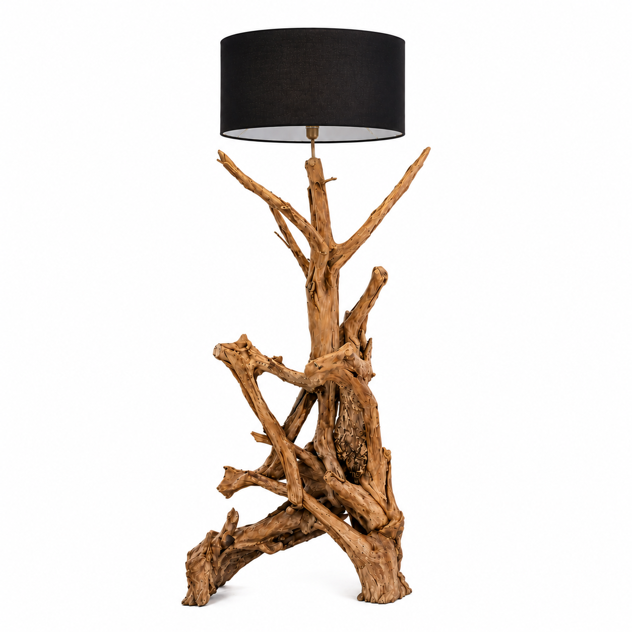 Standlampe Teak Wurzel RIAZ  | inkl. Lampenschirm