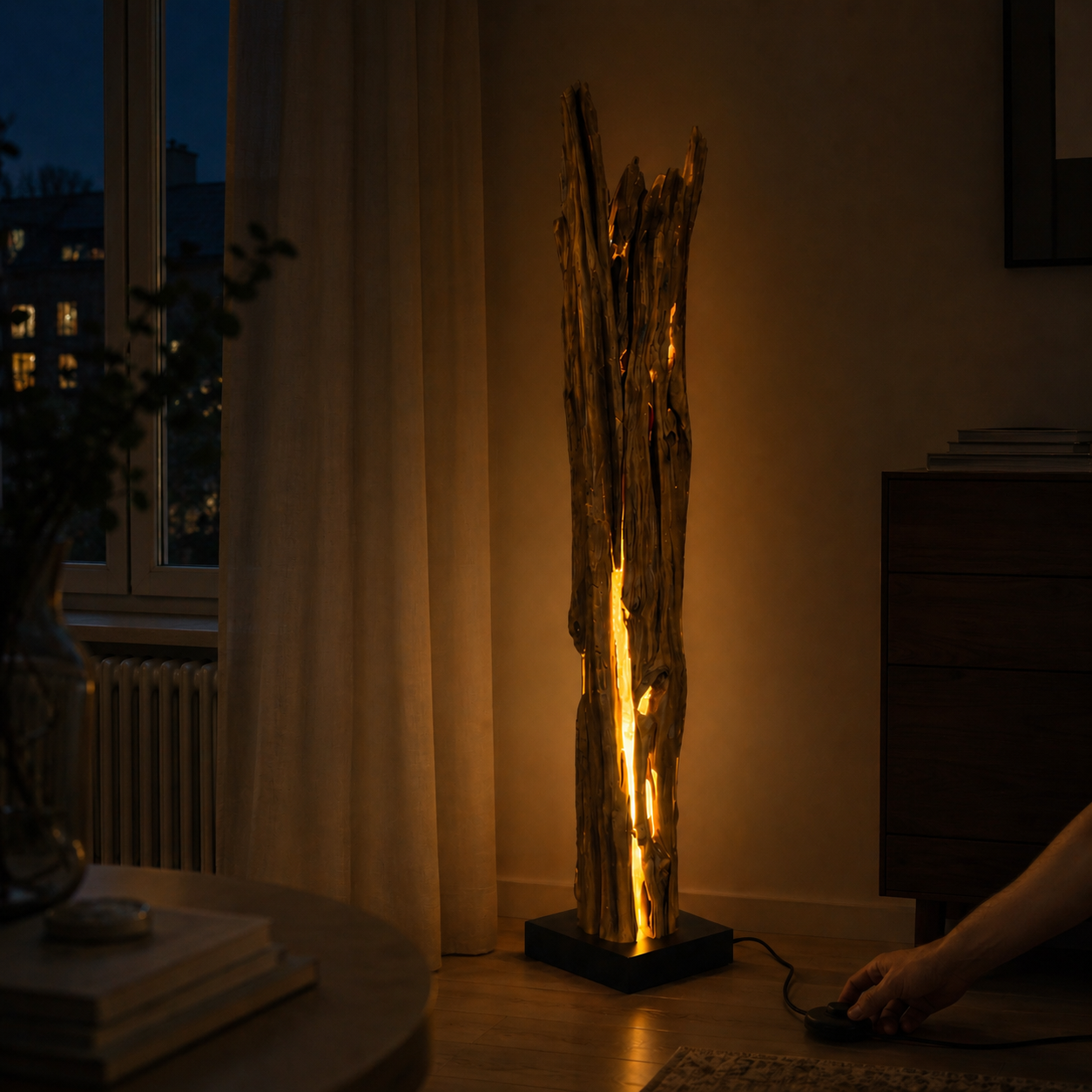 Teakholz Stehlampe ALMA | Höhe 180 cm