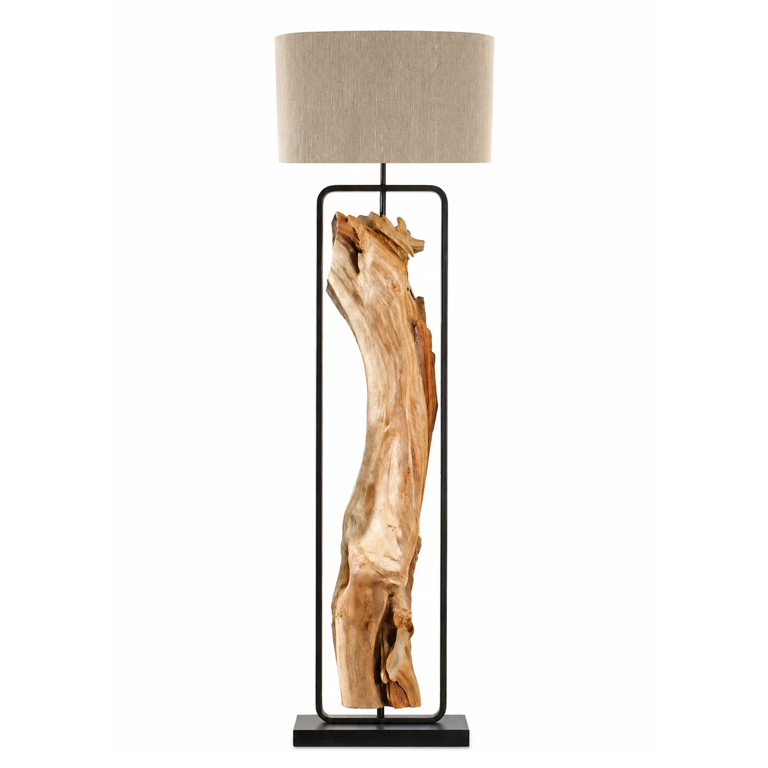 Treibholz Stehlampe Oliv 150 cm Lampenschirm Natur