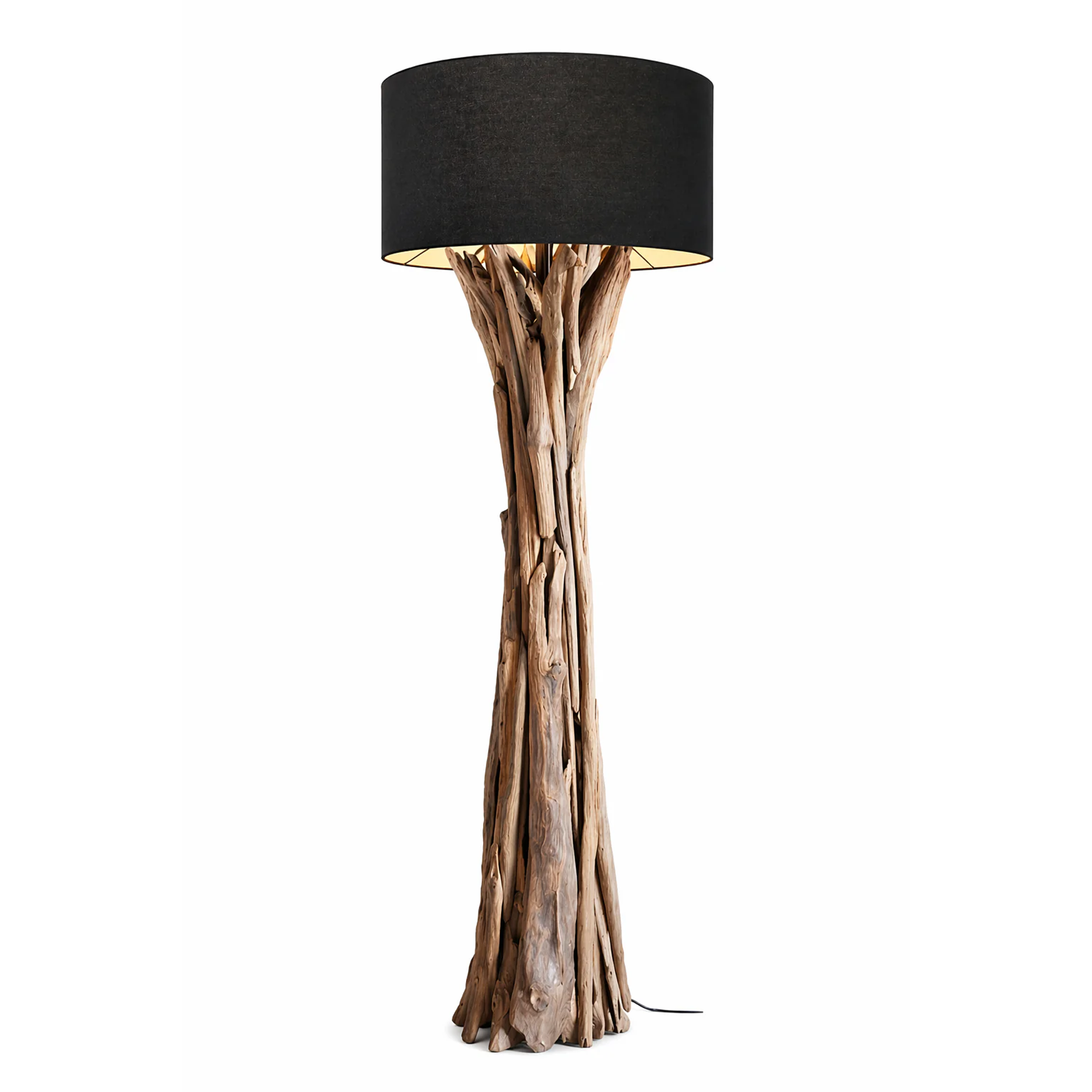 Treibholz Stehlampe Quinton Lampenschirm Schwarz / 195 cm