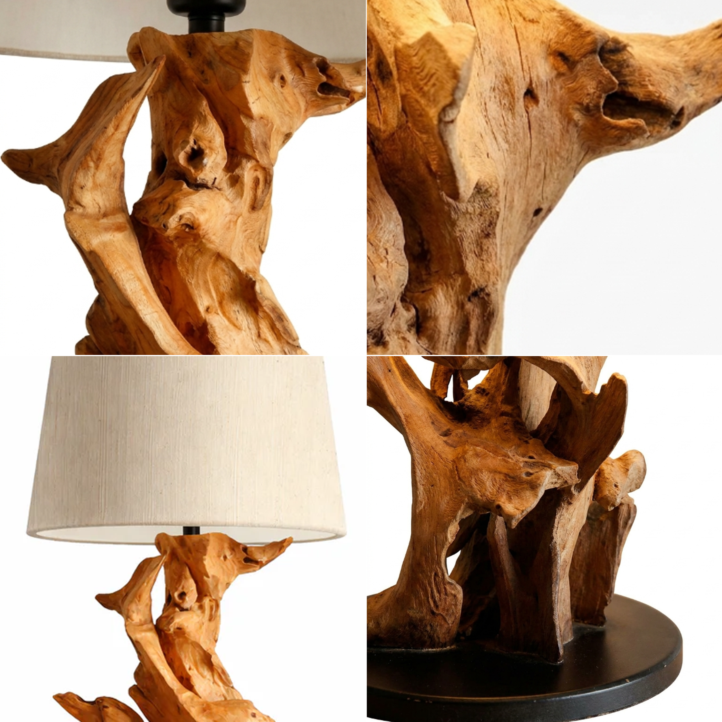 Wurzelholz Tischlampe IKAL Höhe 82 cm inkl. Lampenschirm