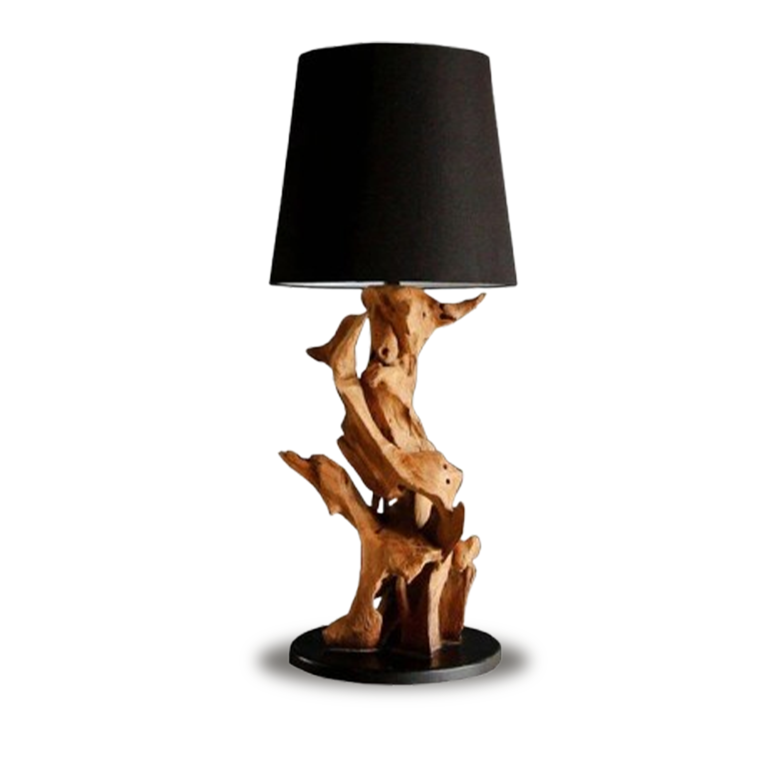 Wurzelholz Tischlampe IKAL Höhe 82 cm inkl. Lampenschirm