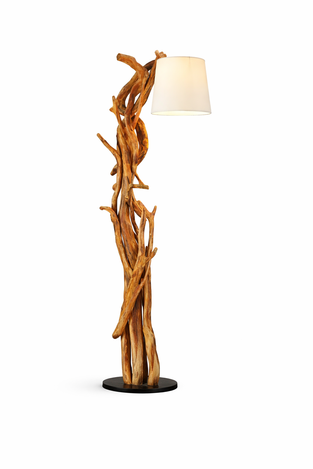 Wurzel Holz Lampe MORGAN inkl. Lampenschirm Natur