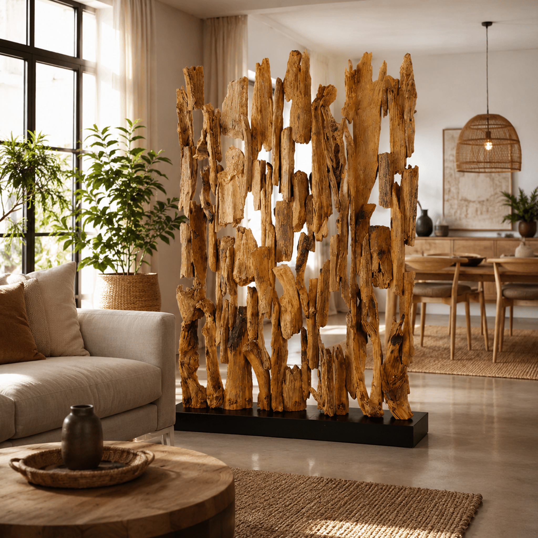 BELMIRO designová dřevěná dělicí příčka šíře +-130 cm