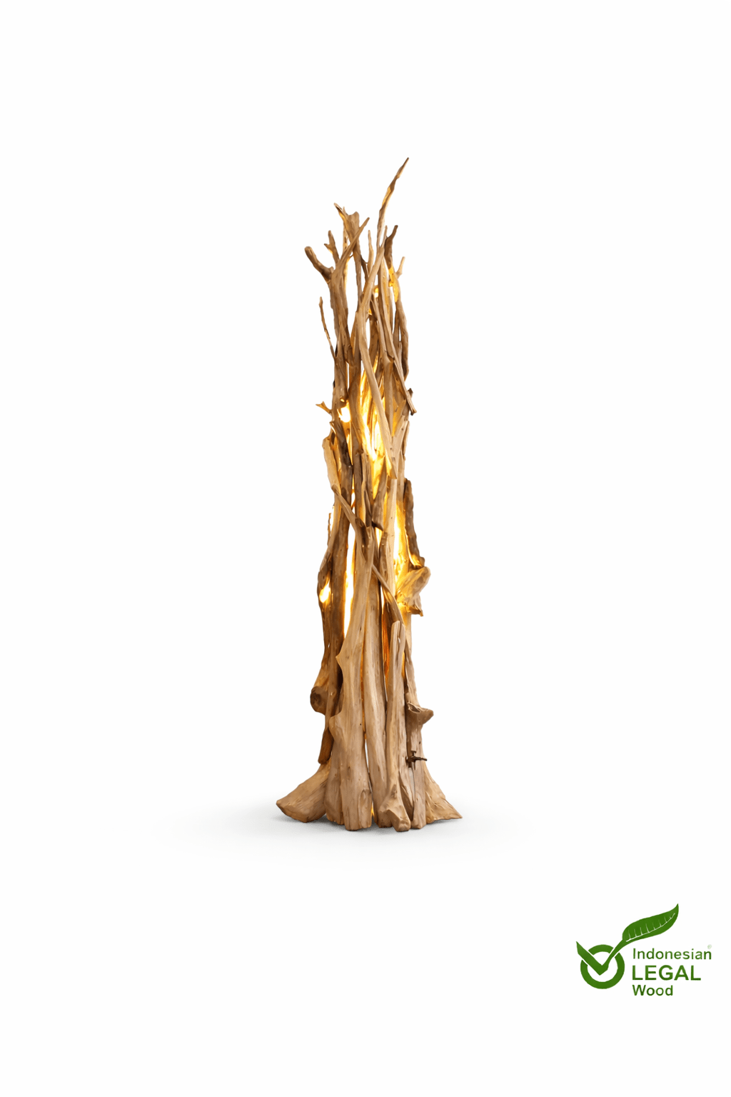 Designová stojací lampa ACE z teakového kořenového dřeva