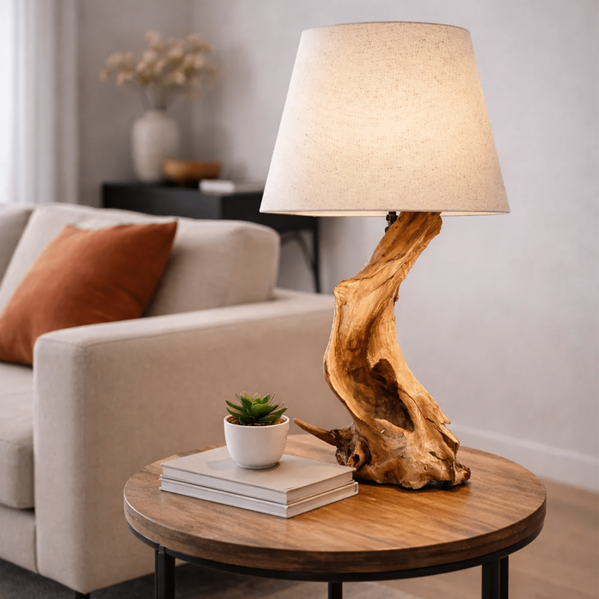 Designová kořenová lampa na naplavené dřevo ZOILA výška 65 cm