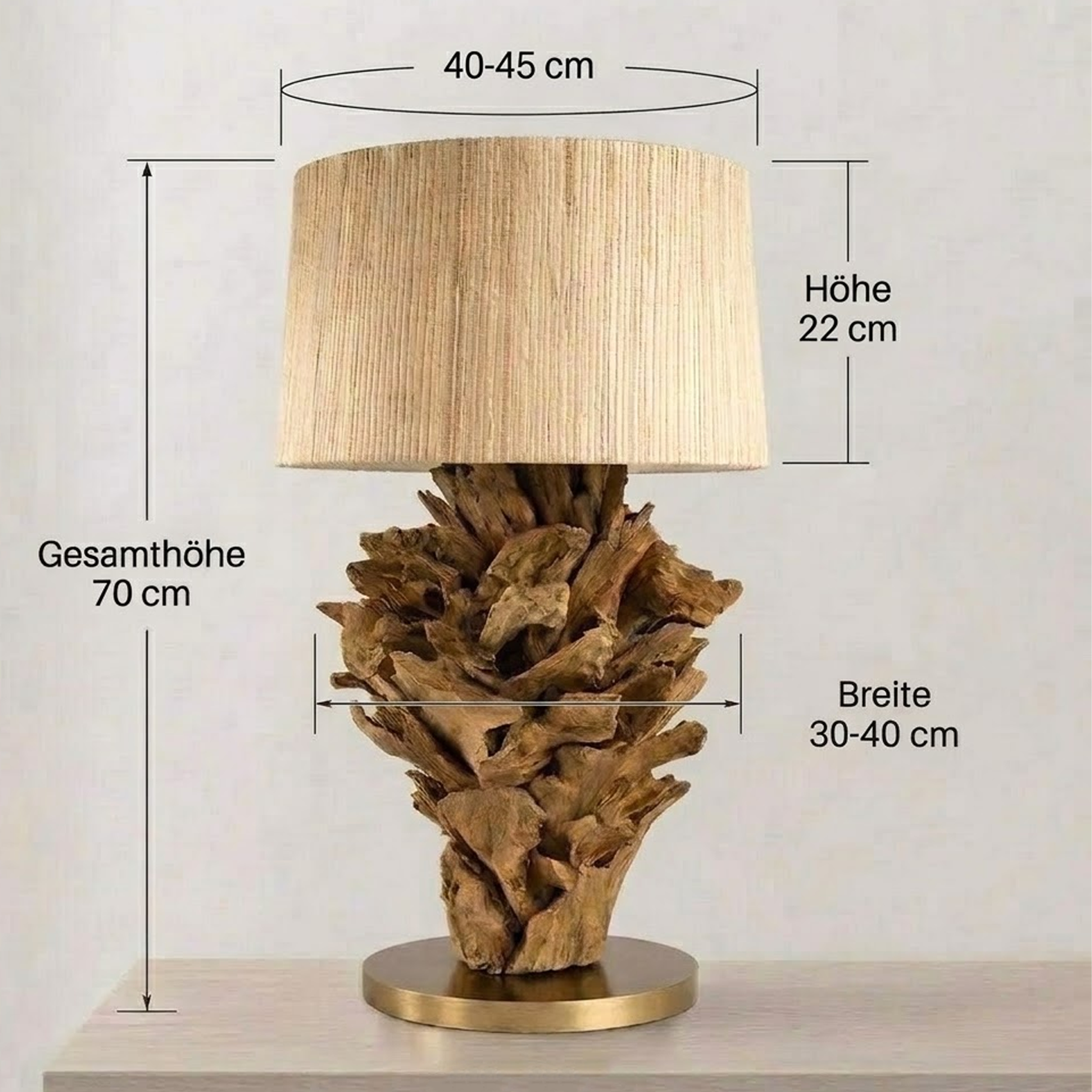 Tischlampe Wurzelholz FICUS Höhe 70 cm