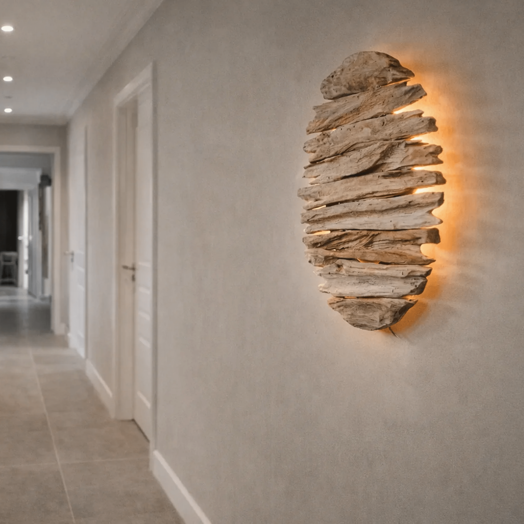 Kinkiet LED z drewna wyrzuconego na brzeg Belmiro / owalny / 75 x 57 cm