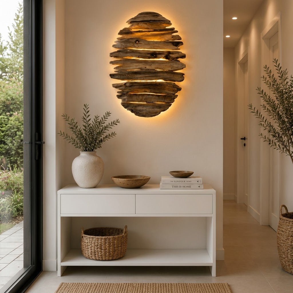 Lampa de perete cu LED Driftwood Belmiro / ovala / 75 x 57 cm