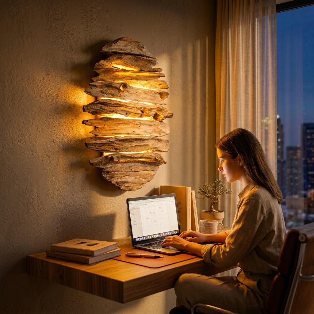 Lampa de perete cu LED Driftwood Belmiro / ovala / 75 x 57 cm