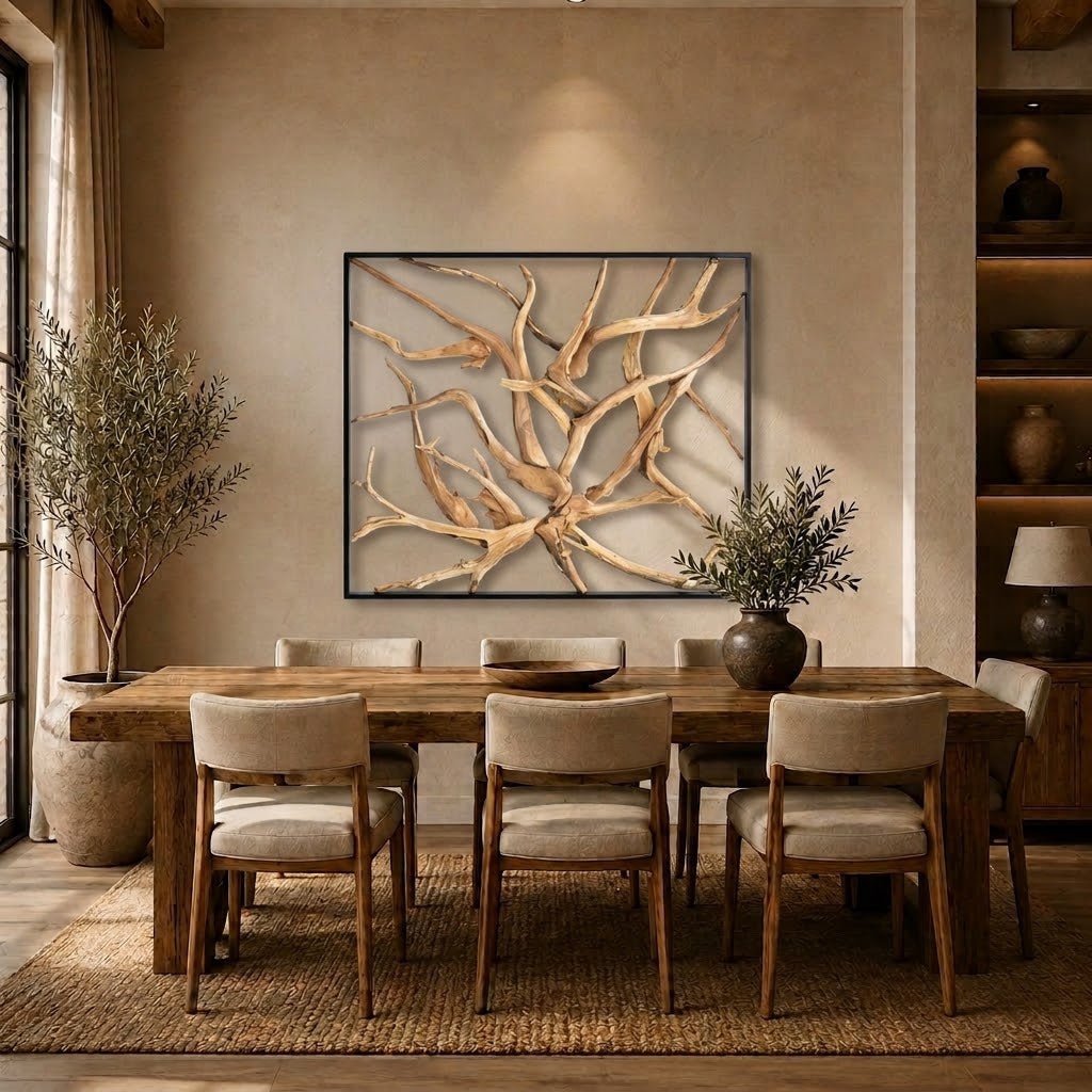 MAZE Wandbild Teakholz 140cm x 140cm
