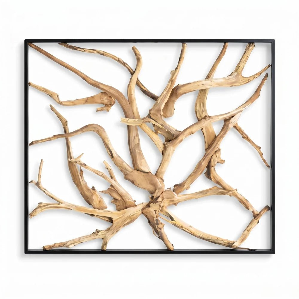 MAZE Wandbild Teakholz 140cm x 140cm