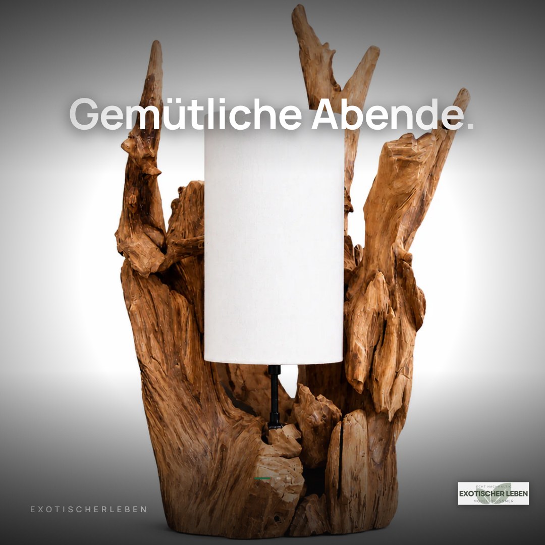Tisch Wurzellampe BION Höhe 70 cm | Lampenschirm: Natur