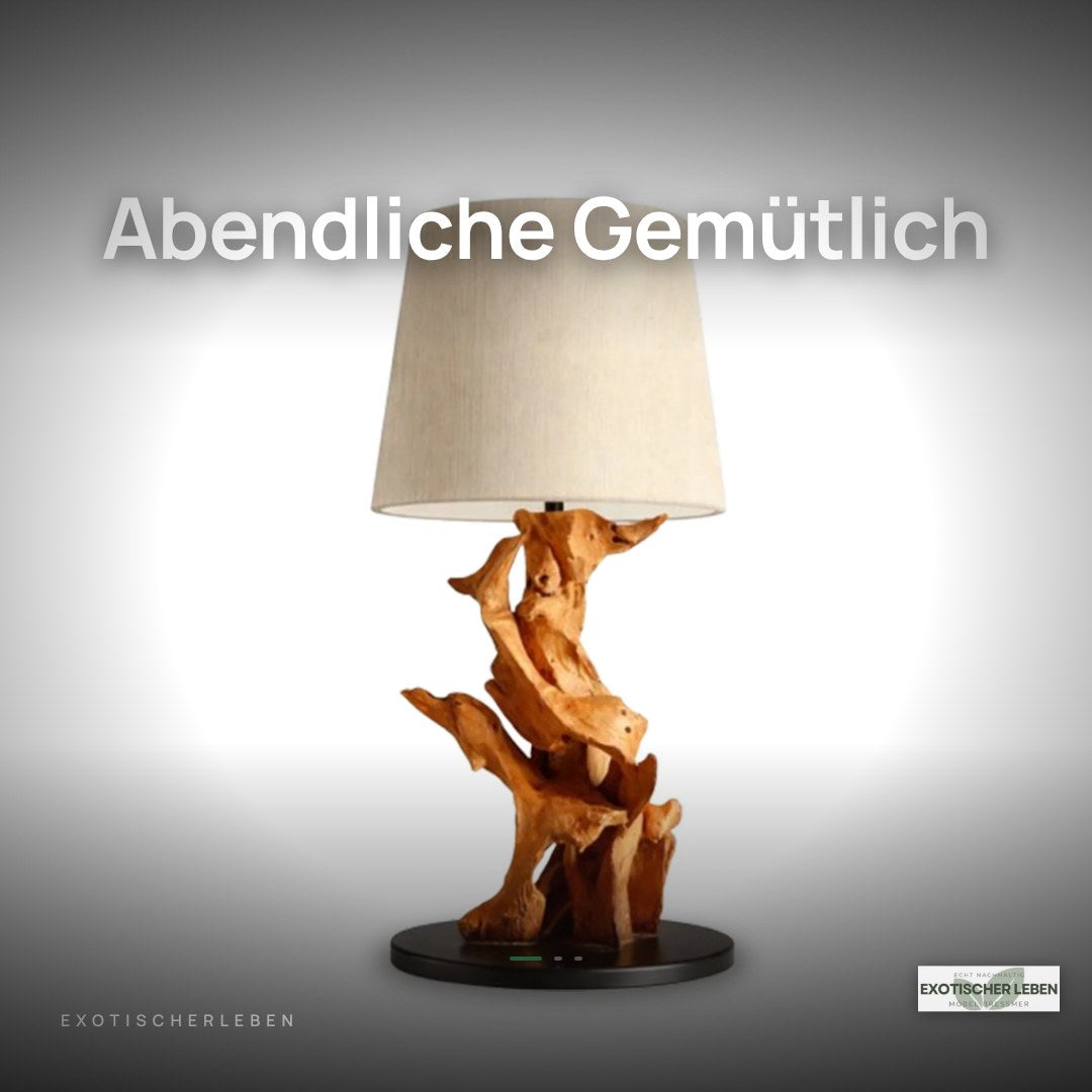 Wurzelholz Tischlampe IKAL Höhe 82 cm inkl. Lampenschirm