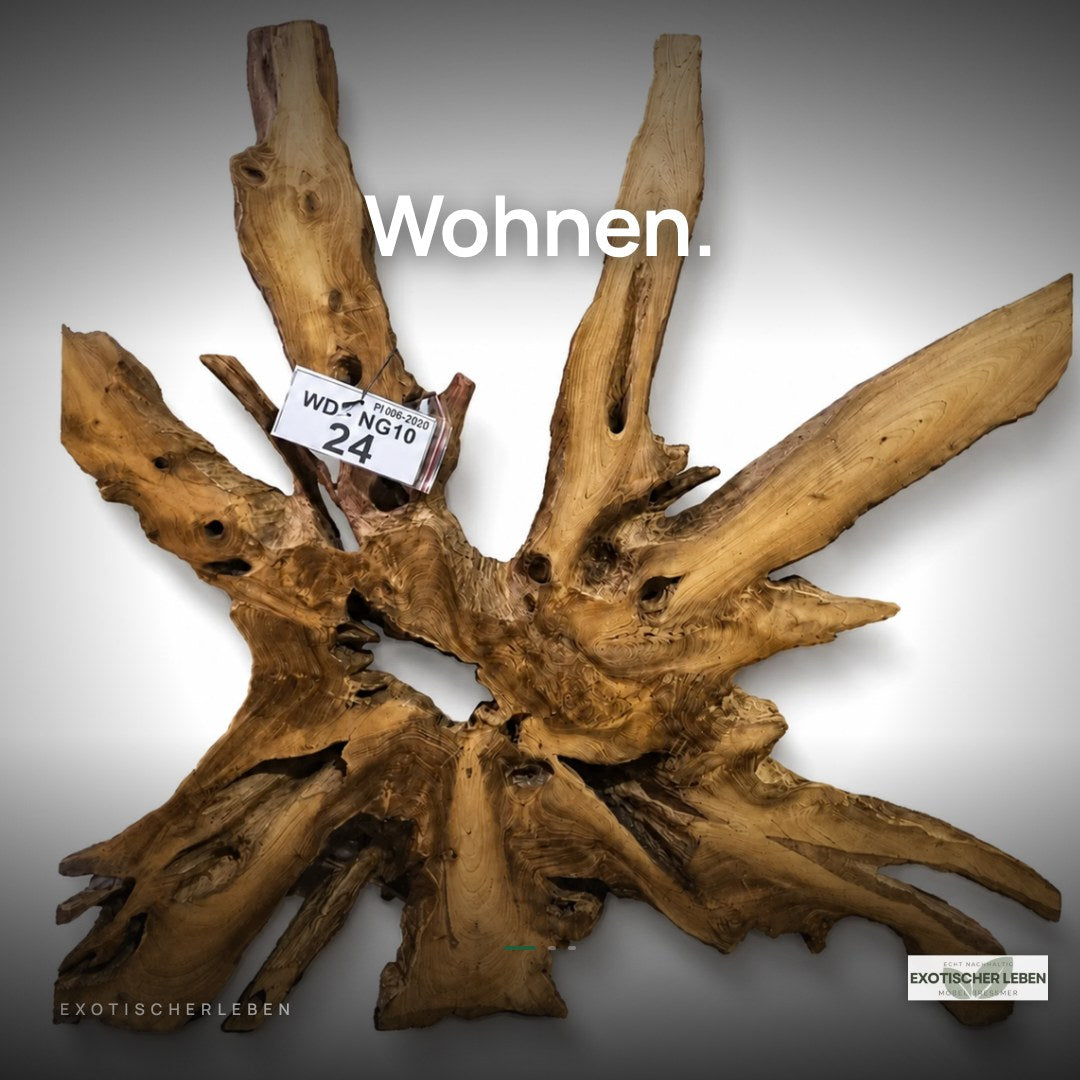 Wandbild NAGA 100cm x 100cm aus Teak Holz