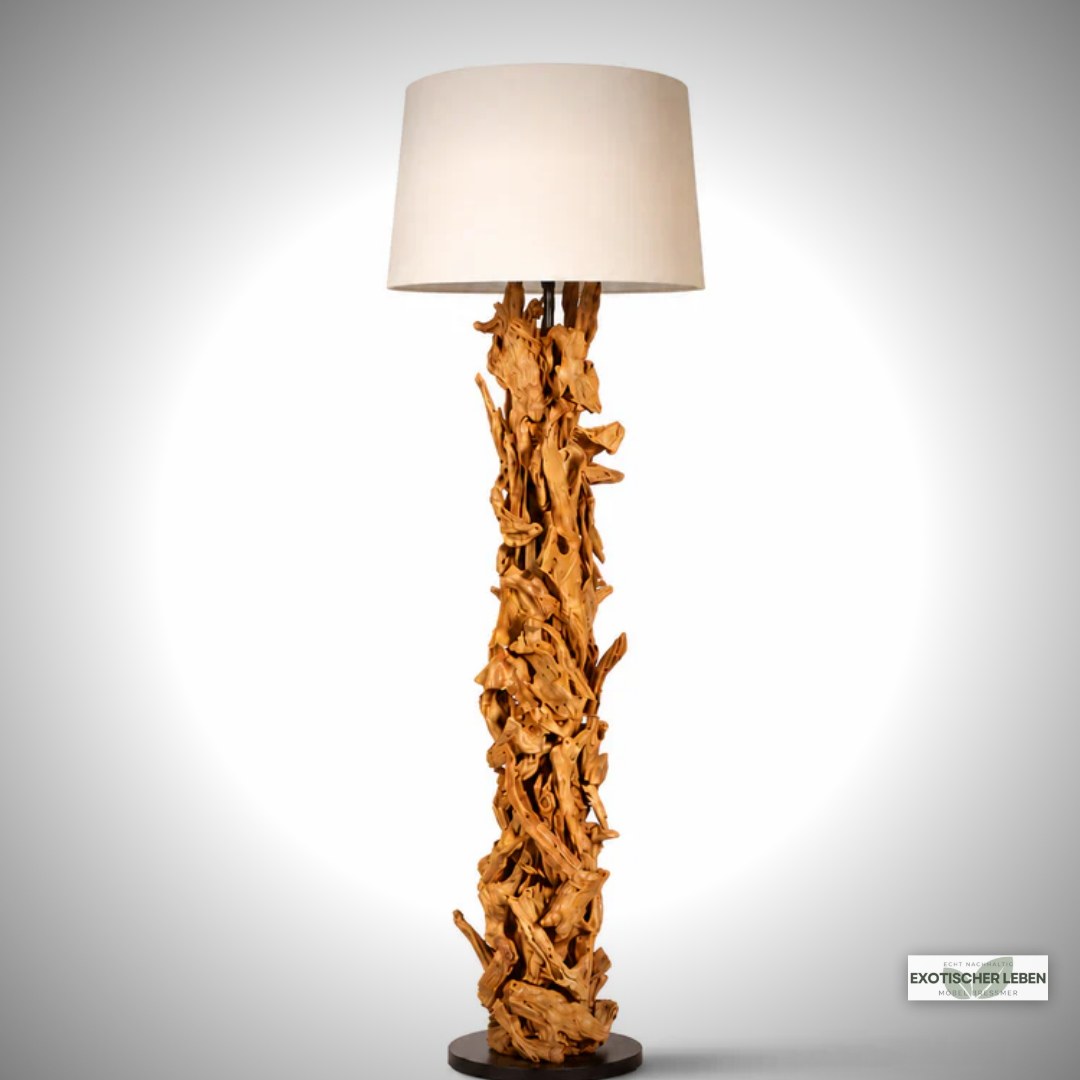 Stehlampe Treibholz CLEON  | Höhe 165 cm | Lampenschirm Natur