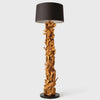 Stehlampe Treibholz CLEON  | Höhe 165 cm | Lampenschirm Schwarz
