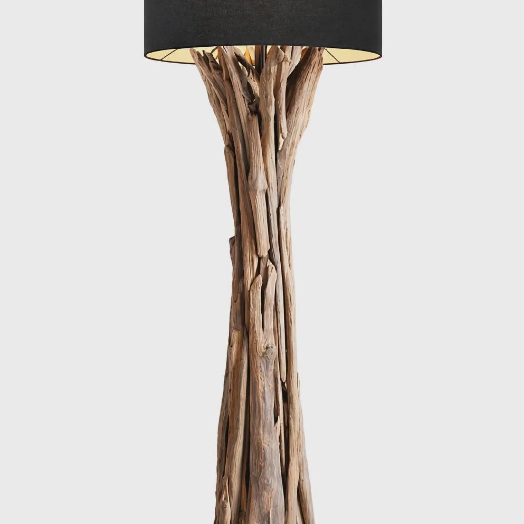 Treibholz Stehlampe Quinton Lampenschirm Schwarz