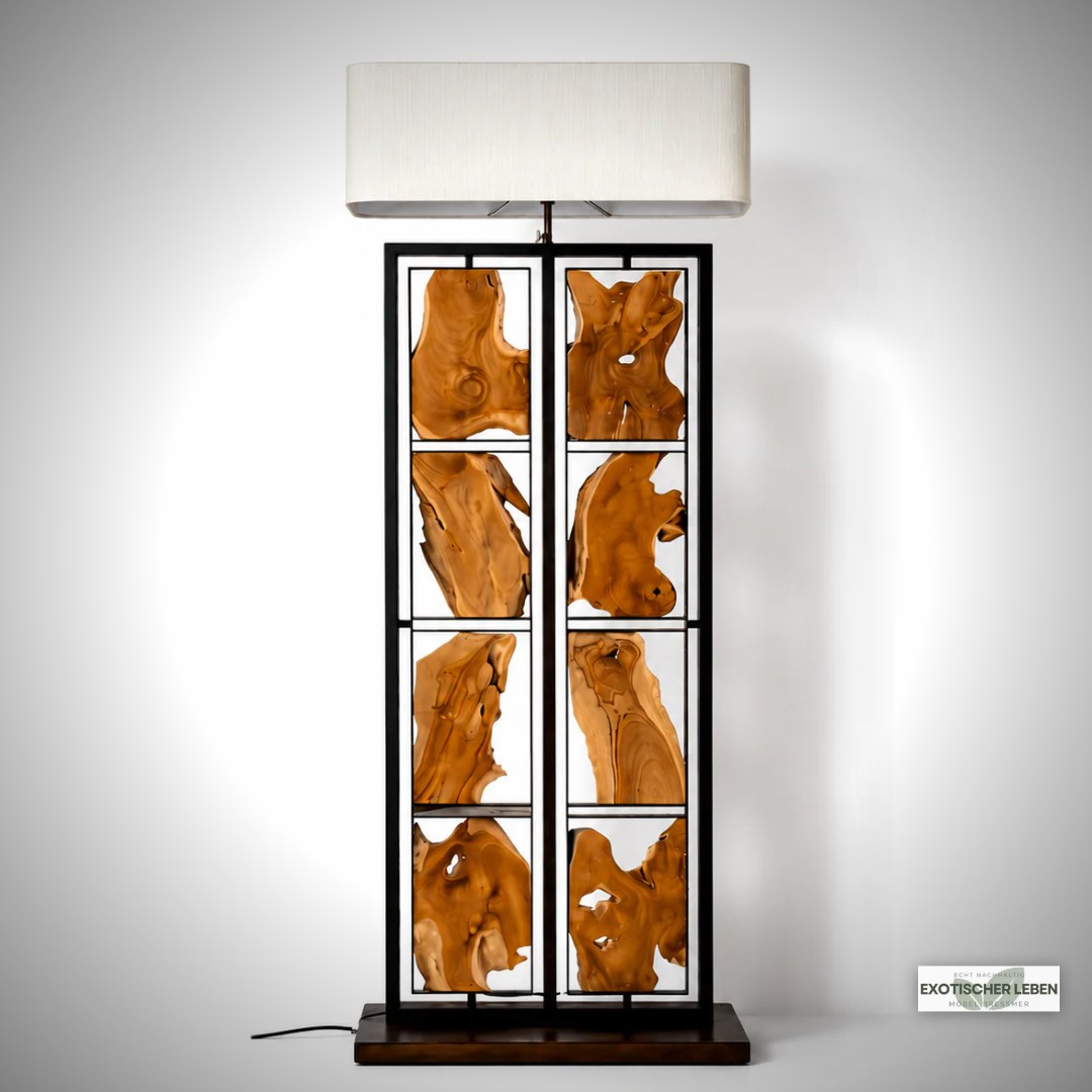 Stehlampe Teakholz RUBIX  | Höhe 170 cm