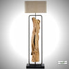 Treibholz Stehlampe Oliv 192 cm, Lampenschirm Natur