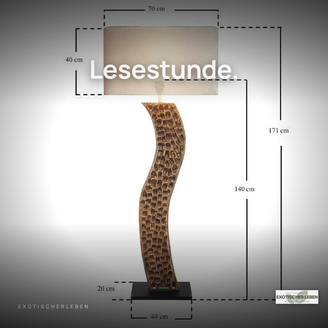 Handmade Stehlampe DELATIA 170cm Leinenschirm – Moment Story