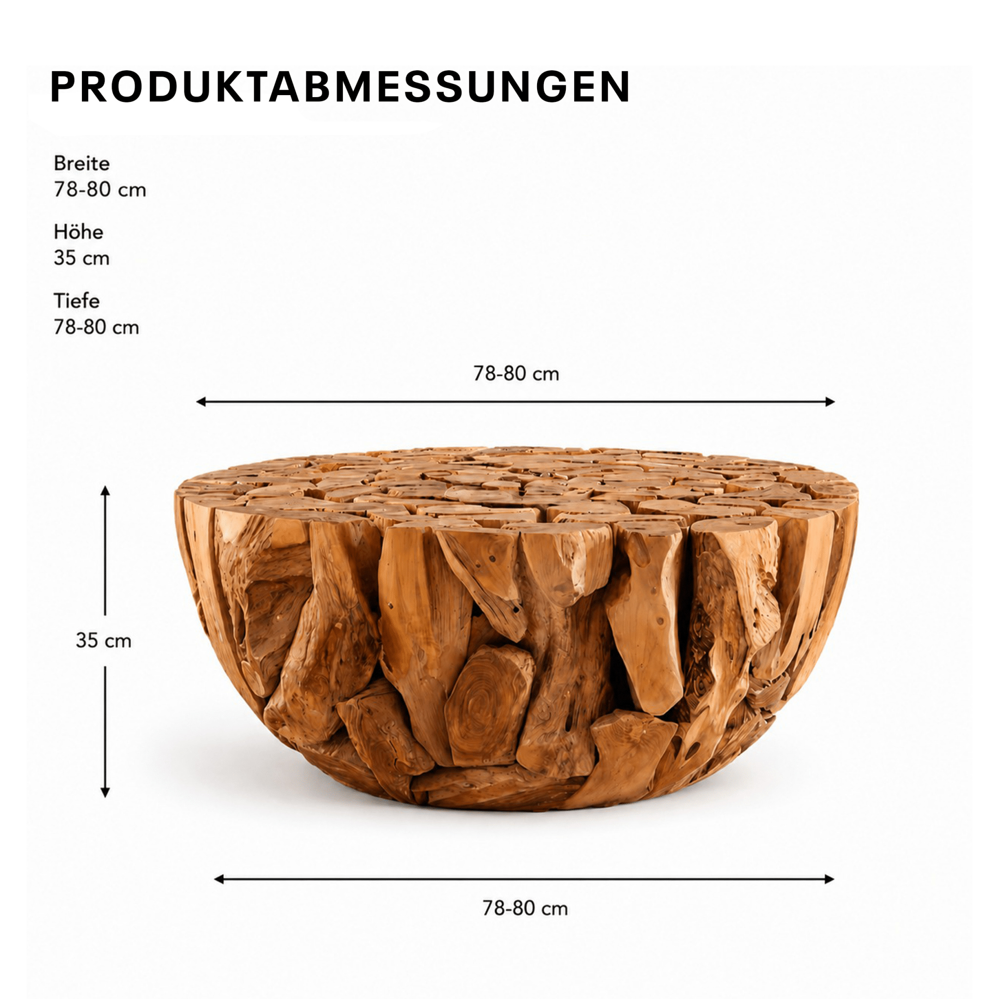 RANTING CURVE kavos staliukas pagamintas iš smailės medienos Ø 80 cm